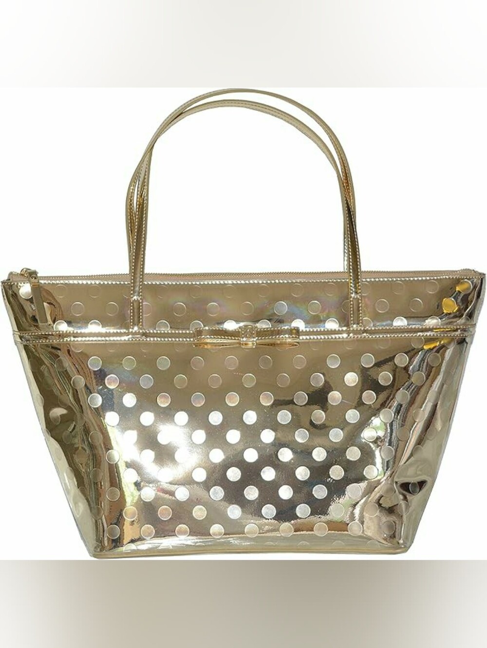 Kate Spade NY Camellia Street Sophie Large Metallic Gold Polka Dot Embossed Tote